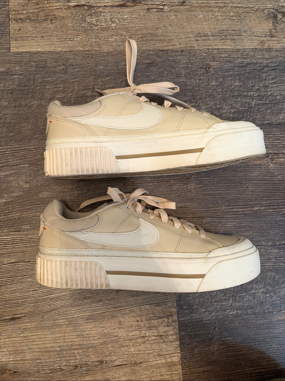 Nike Beige Platform Low-Top Sneakers